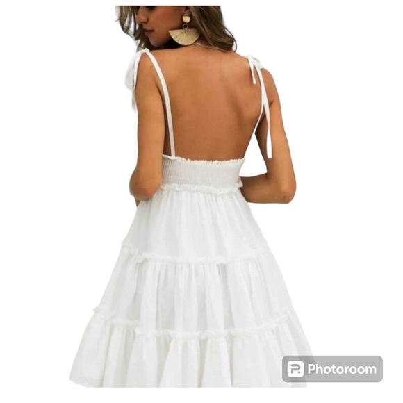 😍  Cami White Midi Dress ~ Size XS 😍 - Picture 3 of 6